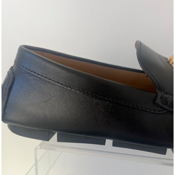 Versace Driver Medusa Shoes Vitello Black Leather Women Flats Size IT40 US10 - Picture 15 of 15